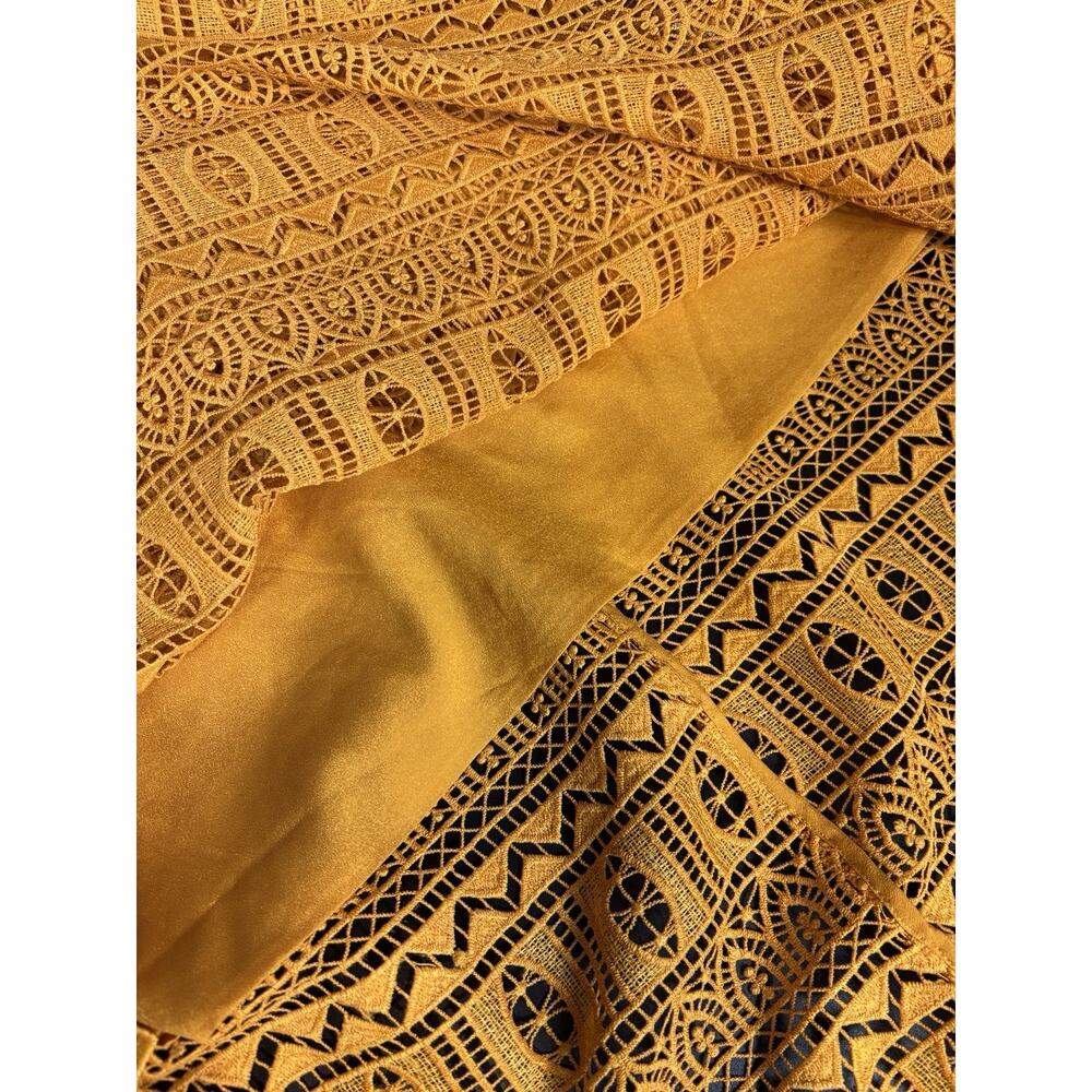 Dress the Population Brenna Midi Cocktail Dress Honey Yellow Gold Size Medium - Picture 11 of 15